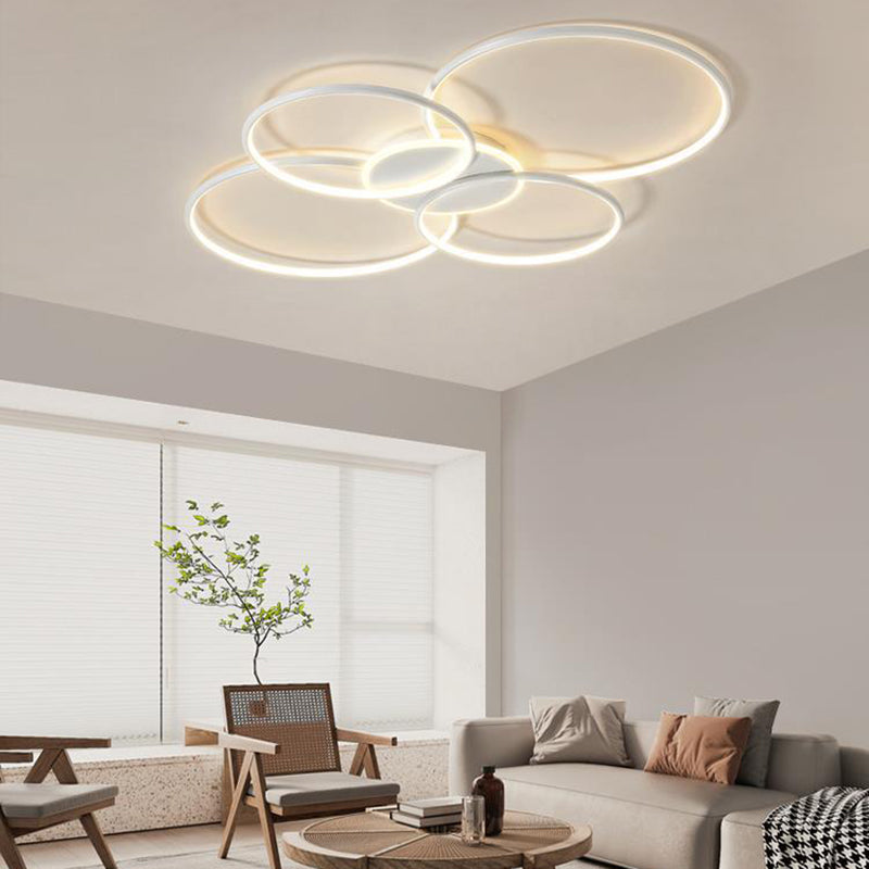 Black / White 5 - Light Flush Mount LED Ring Modern Ceiling Fixture