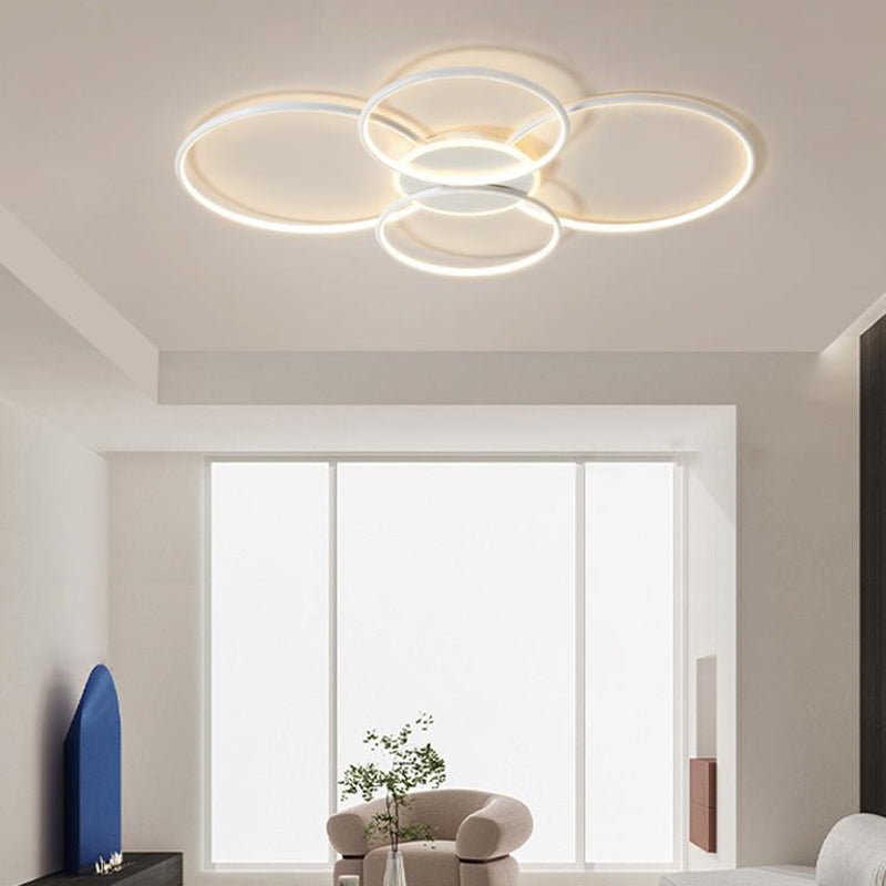 Black / White 5 - Light Flush Mount LED Ring Modern Ceiling Fixture