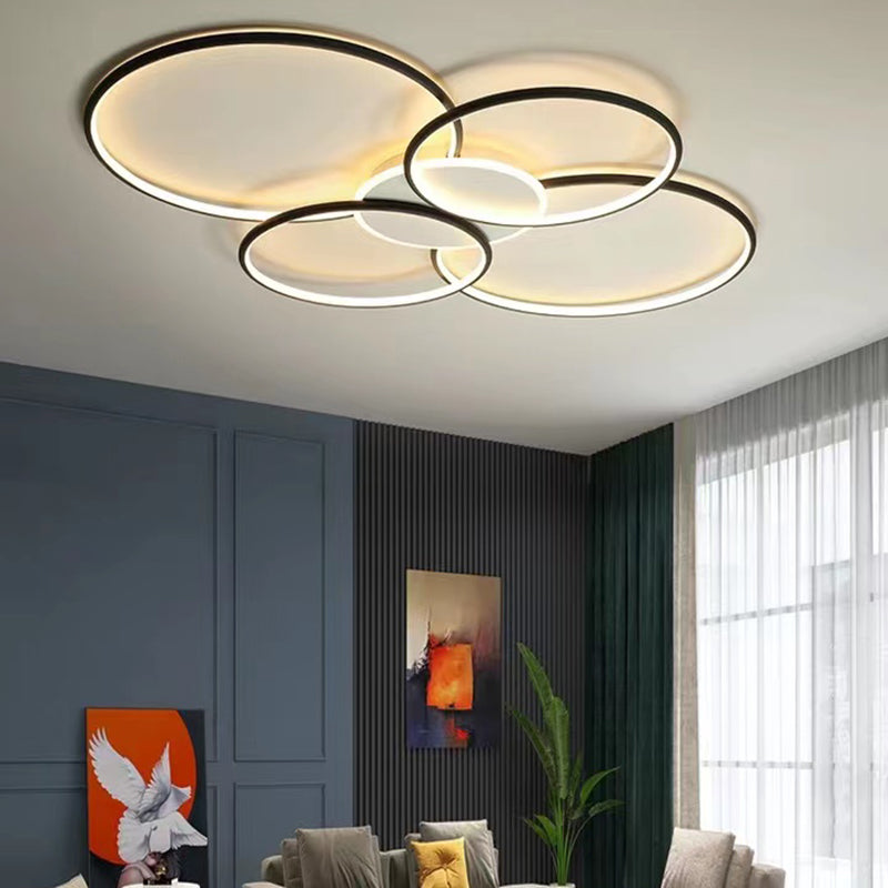 Black / White 5 - Light Flush Mount LED Ring Modern Ceiling Fixture