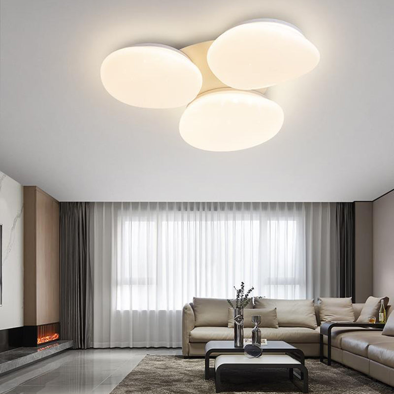 3 - Light Stone LED Flush Mount White Metal and Acrylic Ceiling Flush