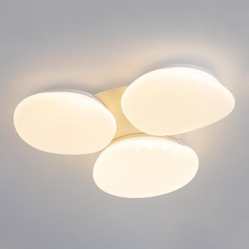 3 - Light Stone LED Flush Mount White Metal and Acrylic Ceiling Flush