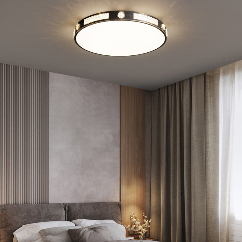 1-Light Round Flush Mount Ceiling Light Modern Metal Flush Mount Lighting