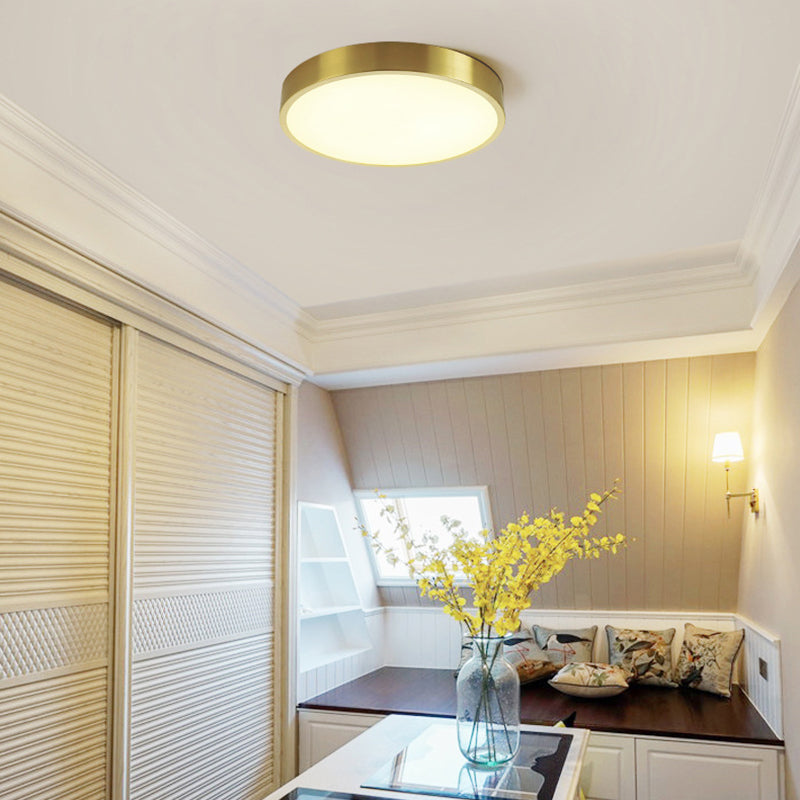 1-Light Round Flush Mount Lighting Modern Metal Ceiling Lighting