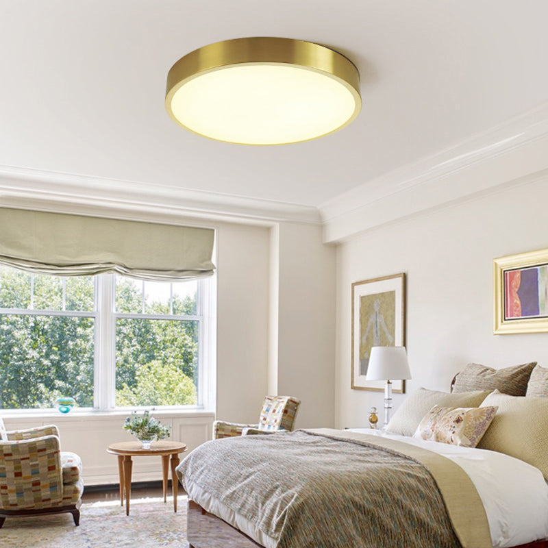 1-Light Round Flush Mount Lighting Modern Metal Ceiling Lighting