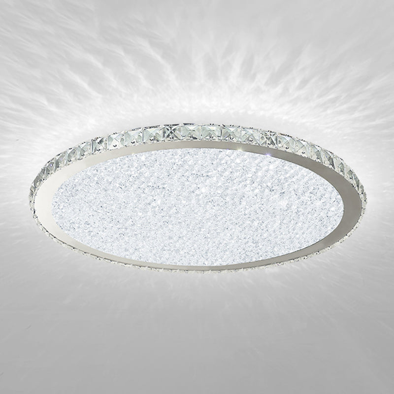 Hoop Shape Flush Ceiling Light Modern Style Crystal 1 Lights Flush Mount for Living Room