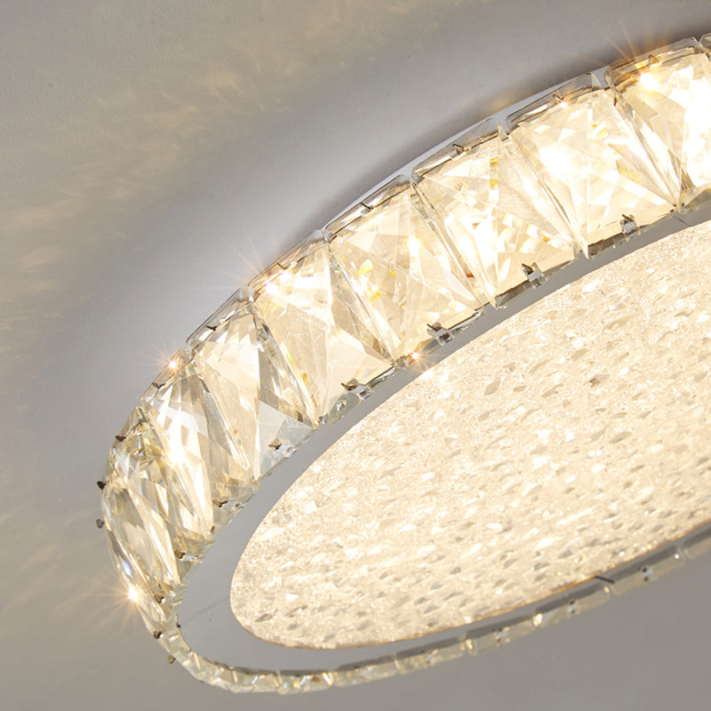 Hoop Shape Flush Ceiling Light Modern Style Crystal 1 Lights Flush Mount for Living Room