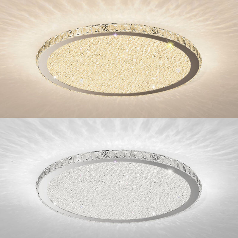 Hoop Shape Flush Ceiling Light Modern Style Crystal 1 Lights Flush Mount for Living Room