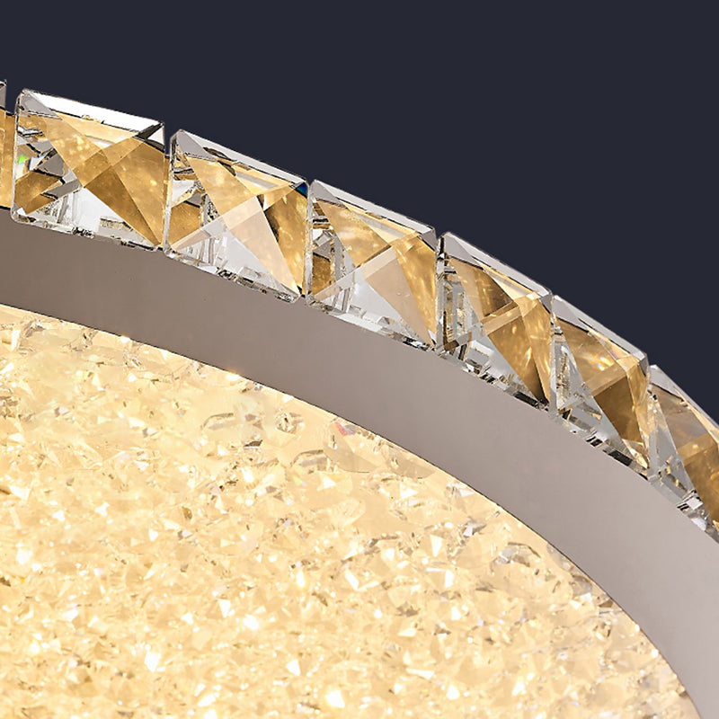 Hoop Shape Flush Ceiling Light Modern Style Crystal 1 Lights Flush Mount for Living Room