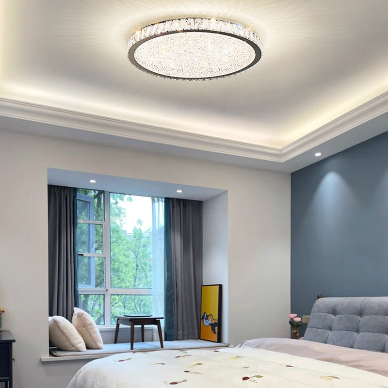 Hoop Shape Flush Ceiling Light Modern Style Crystal 1 Lights Flush Mount for Living Room