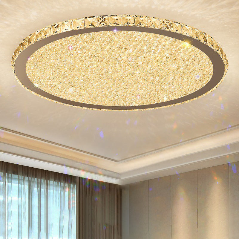 Hoop Shape Flush Ceiling Light Modern Style Crystal 1 Lights Flush Mount for Living Room