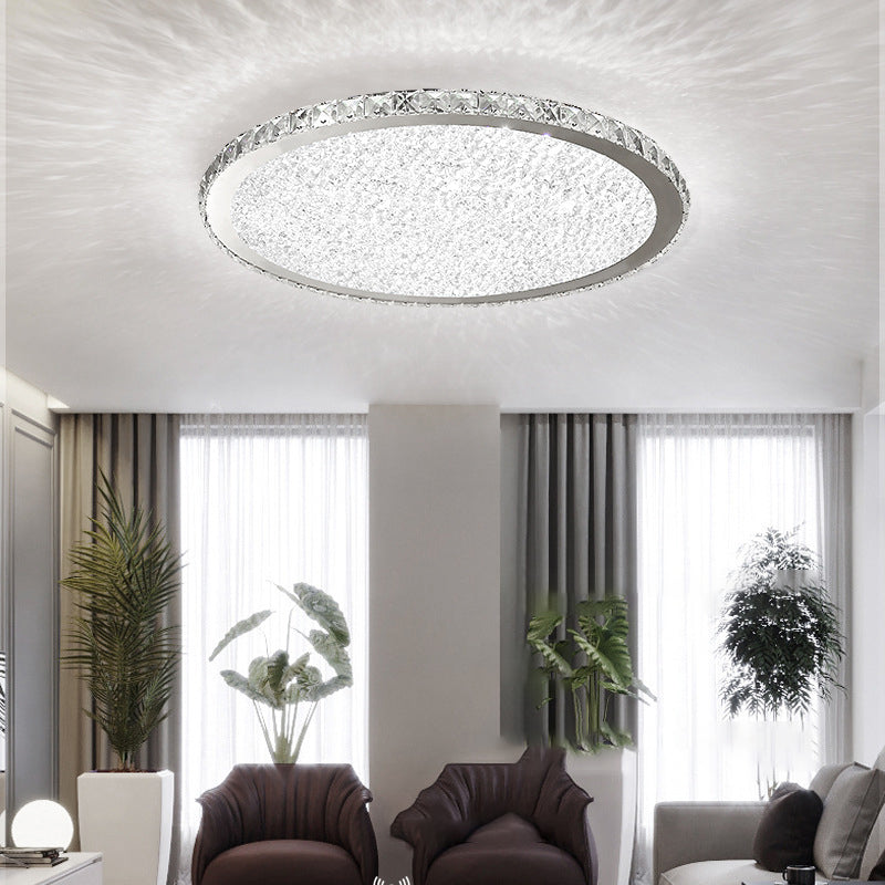 Hoop Shape Flush Ceiling Light Modern Style Crystal 1 Lights Flush Mount for Living Room