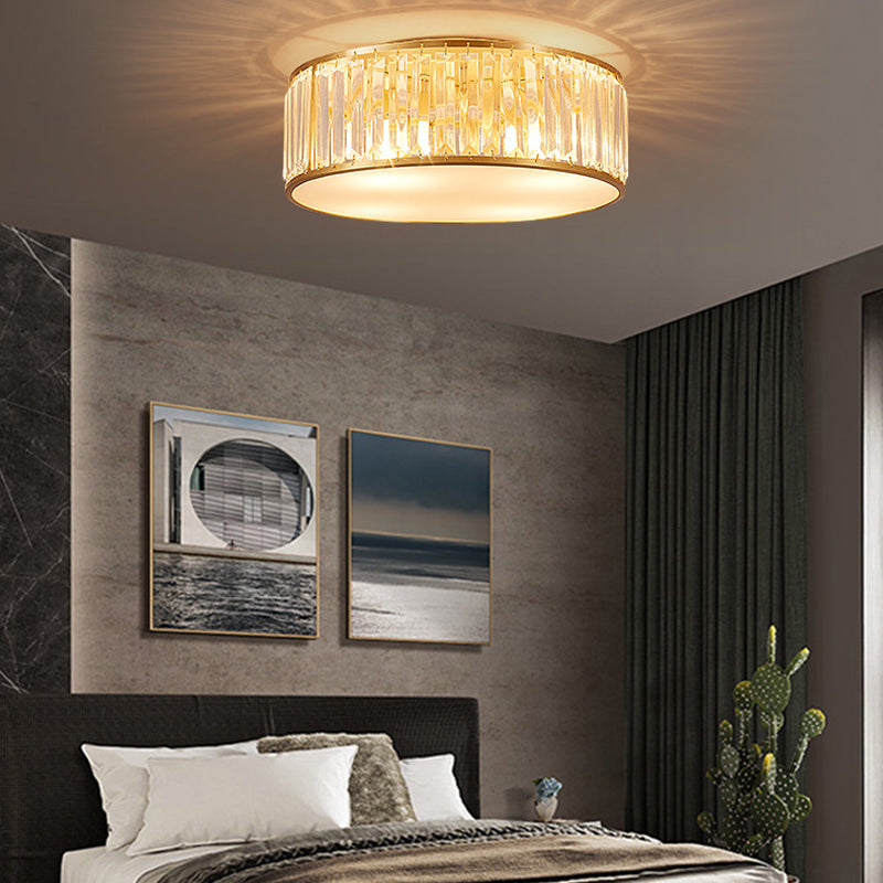 Crystal Drum Flush Lighting Minimal Flush Ceiling Light Fixture