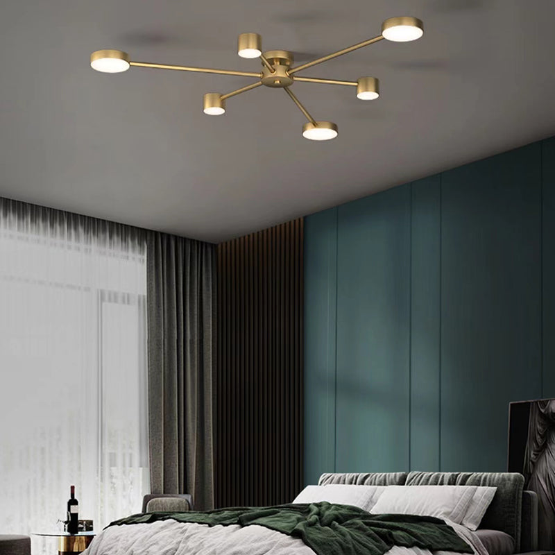 Multiple-Light Starburst Flush Mount Ceiling Light Modern Metal Ceiling Lighting