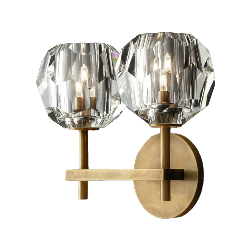 Metal Postmodern Wall Sconce Ball Shape Vanity Lamp with Crystal Shade for Bathroom