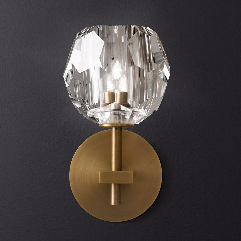 Metal Postmodern Wall Sconce Ball Shape Vanity Lamp with Crystal Shade for Bathroom