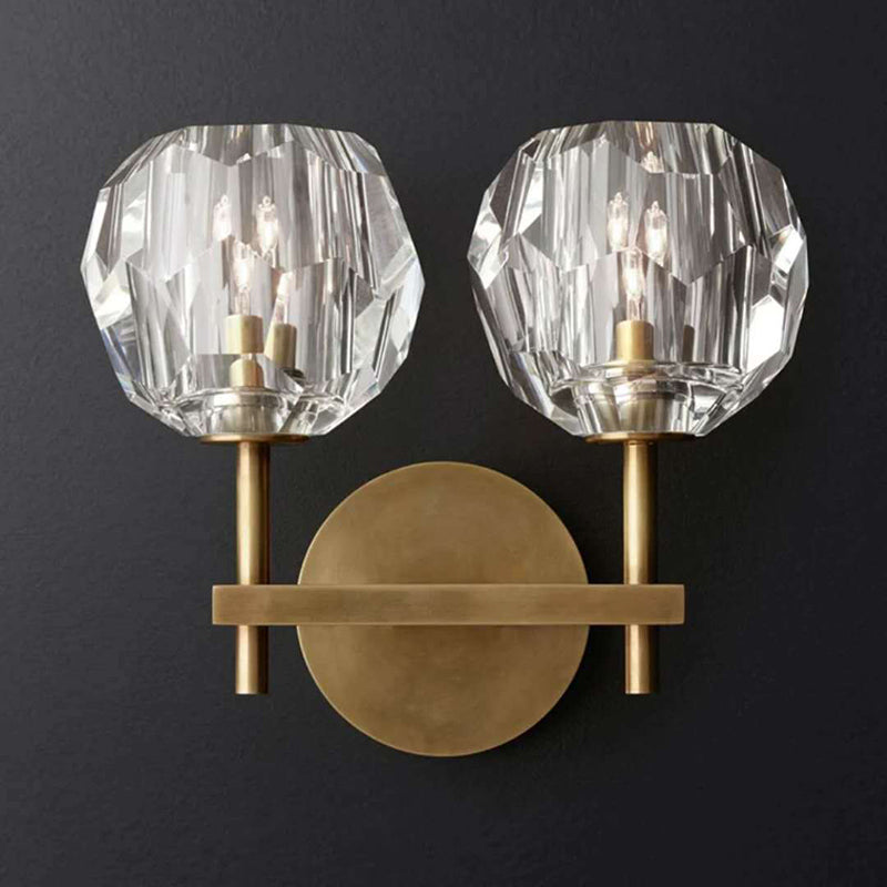 Metal Postmodern Wall Sconce Ball Shape Vanity Lamp with Crystal Shade for Bathroom