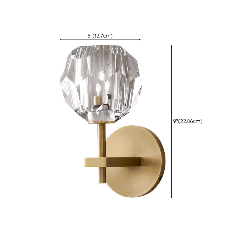 Metal Postmodern Wall Sconce Ball Shape Vanity Lamp with Crystal Shade for Bathroom