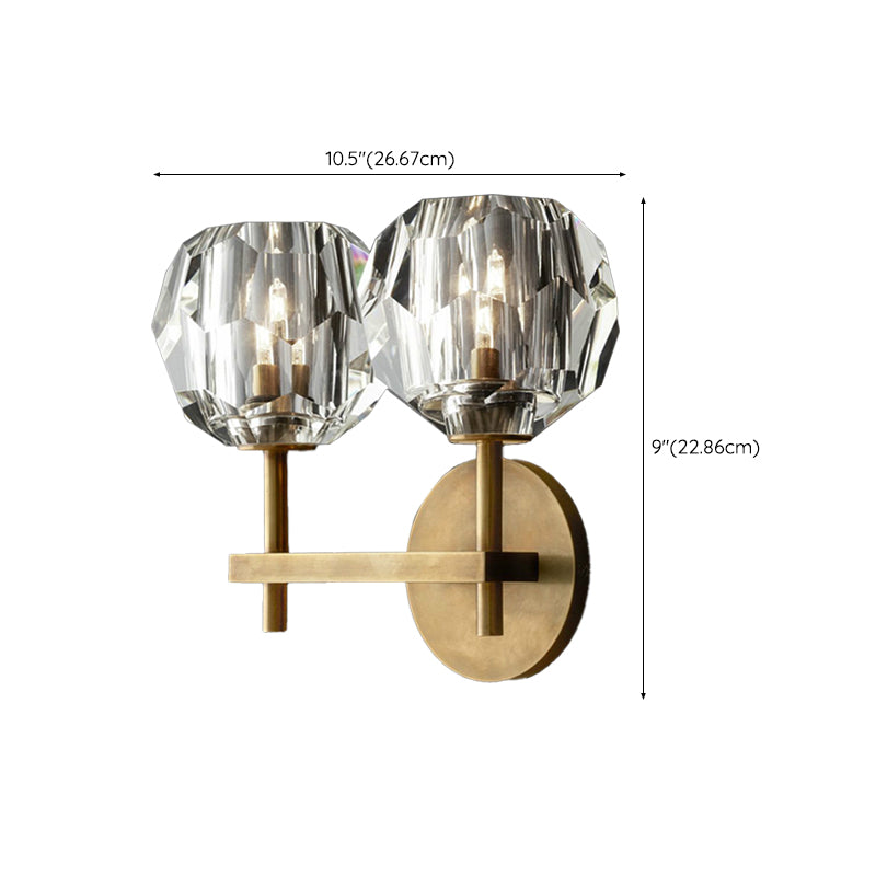 Metal Postmodern Wall Sconce Ball Shape Vanity Lamp with Crystal Shade for Bathroom