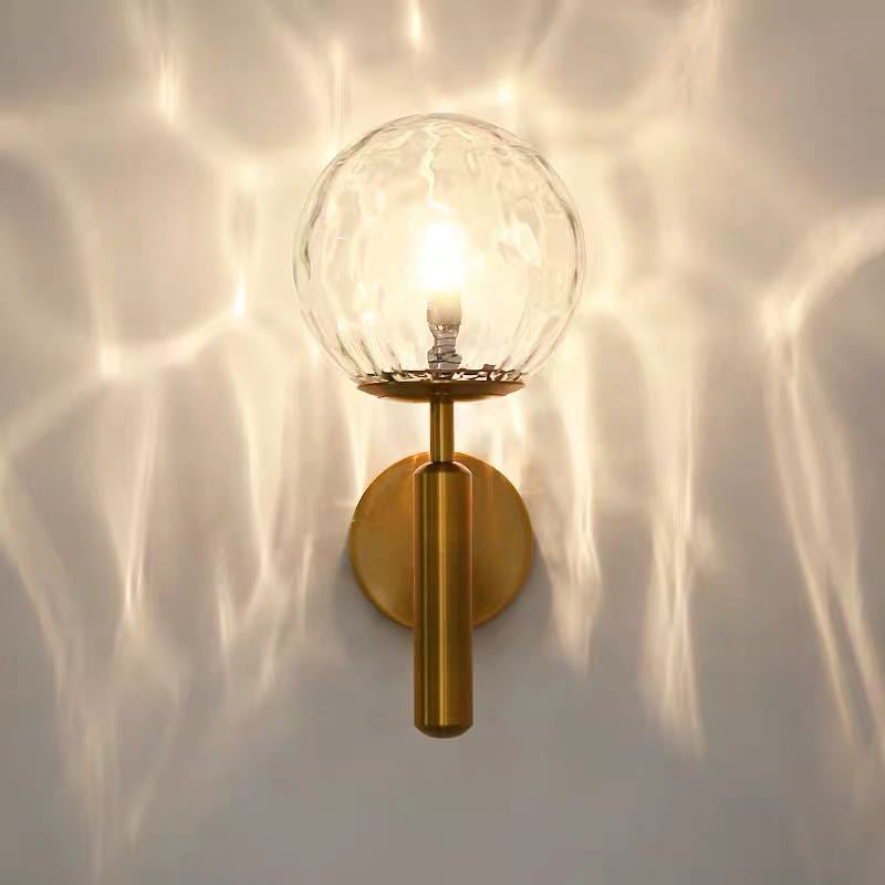 Metal Wall Sconce Ball Shape Vanity Lamp with Glass Shade for Bathroom