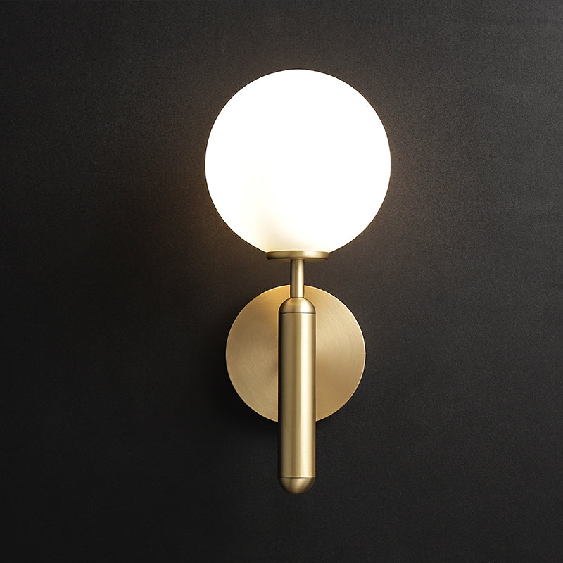 Metal Wall Sconce Ball Shape Vanity Lamp with Glass Shade for Bathroom