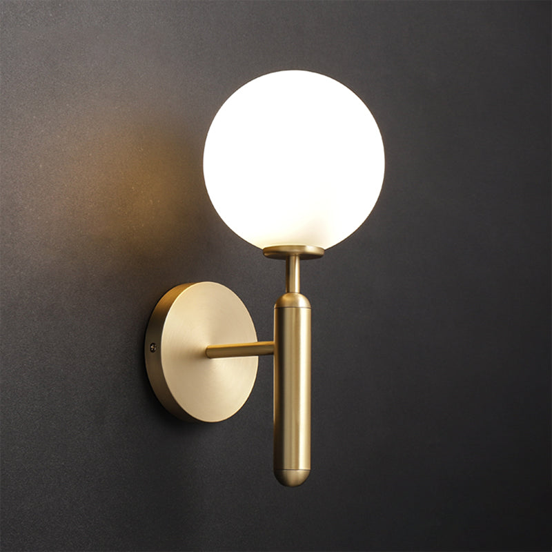 Metal Wall Sconce Ball Shape Vanity Lamp with Glass Shade for Bathroom