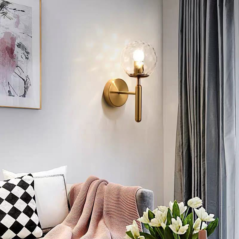 Metal Wall Sconce Ball Shape Vanity Lamp with Glass Shade for Bathroom