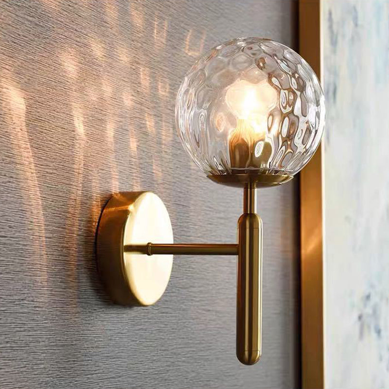 Metal Wall Sconce Ball Shape Vanity Lamp with Glass Shade for Bathroom