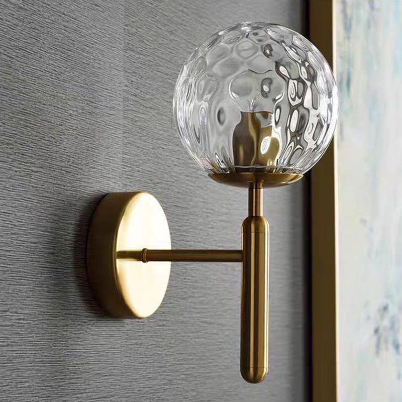 Metal Wall Sconce Ball Shape Vanity Lamp with Glass Shade for Bathroom