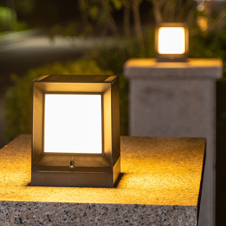 Waterproof Black Pillar Lamp Square Solar Outdoor Lights for Garden