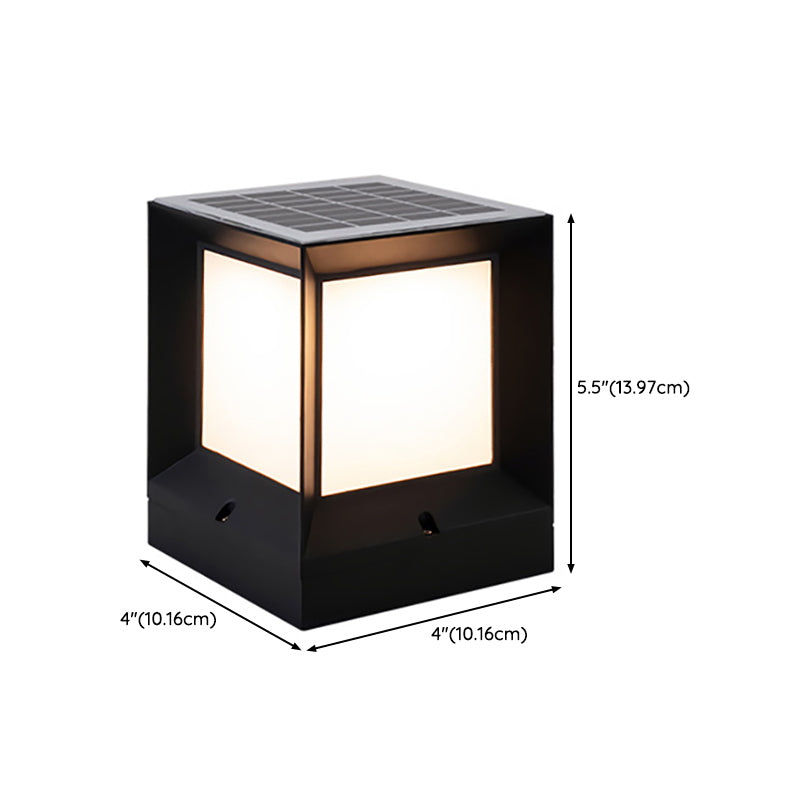 Waterproof Black Pillar Lamp Square Solar Outdoor Lights for Garden