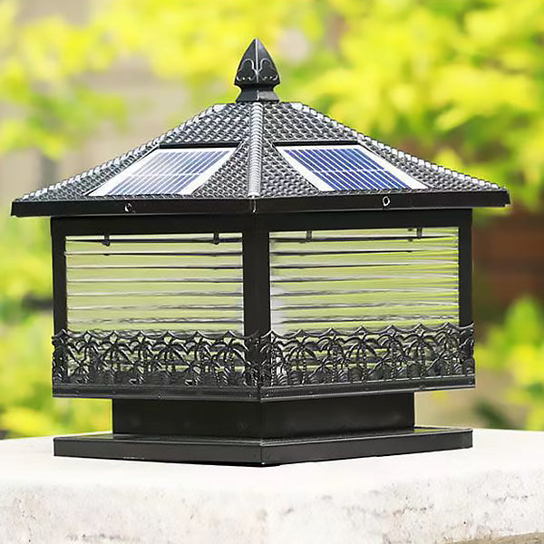 Golden/Black Pillar Lamp Square Waterproof Solar Outdoor Lights for Garden