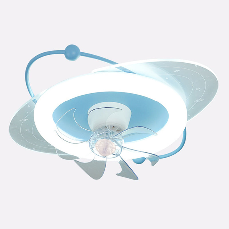 7-Blade Ceiling Fan Children Metallic Pink/Blue Fan with Light for Room