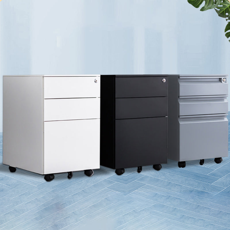 Contemporary File Cabinets Steel Frame Electronic Lock Mobile Filing Cabinet with Wheels