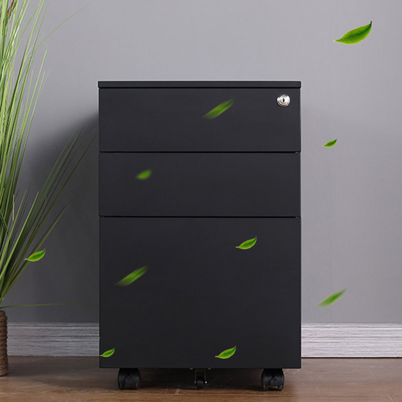 Contemporary File Cabinets Steel Frame Electronic Lock Mobile Filing Cabinet with Wheels