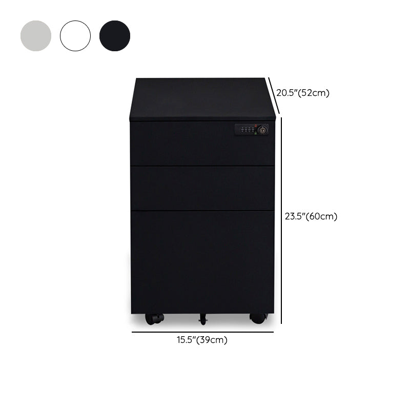 Contemporary File Cabinets Steel Frame Electronic Lock Mobile Filing Cabinet with Wheels