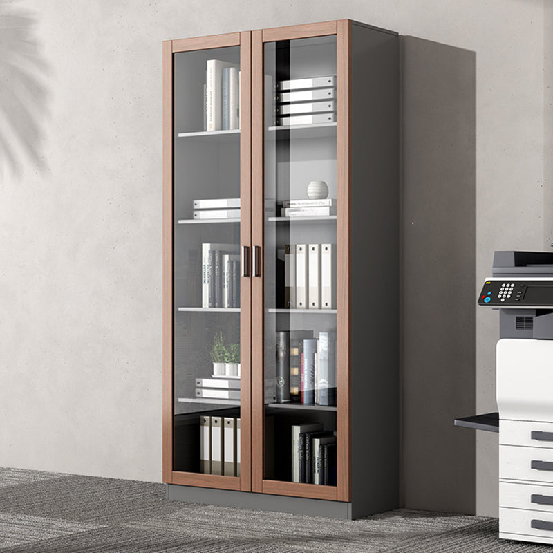 File Cabinet Wood and Glass Vertical Storage Shelves Contemporary File Cabinet