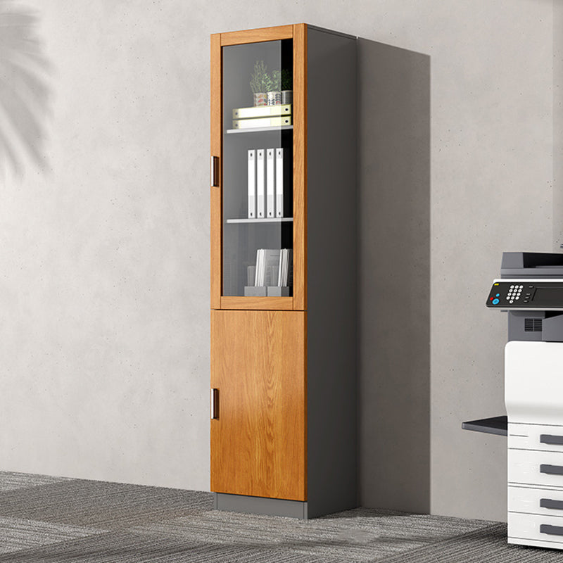 File Cabinet Wood and Glass Vertical Storage Shelves Contemporary File Cabinet