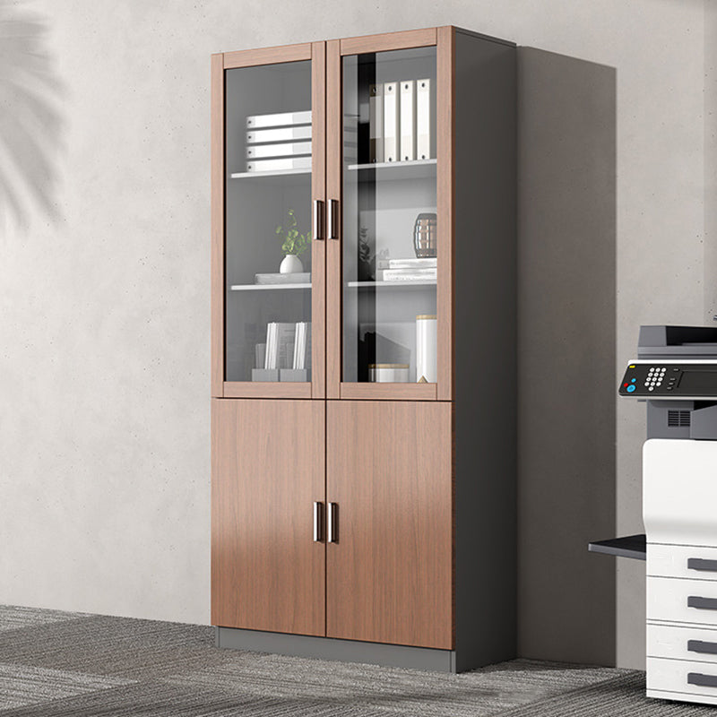 File Cabinet Wood and Glass Vertical Storage Shelves Contemporary File Cabinet