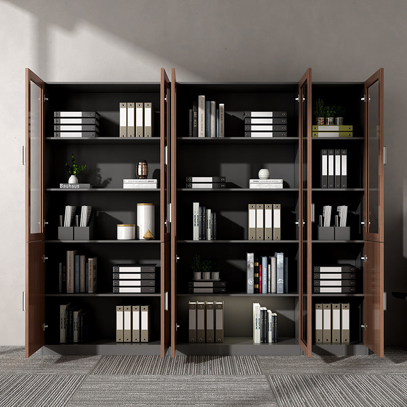 File Cabinet Wood and Glass Vertical Storage Shelves Contemporary File Cabinet