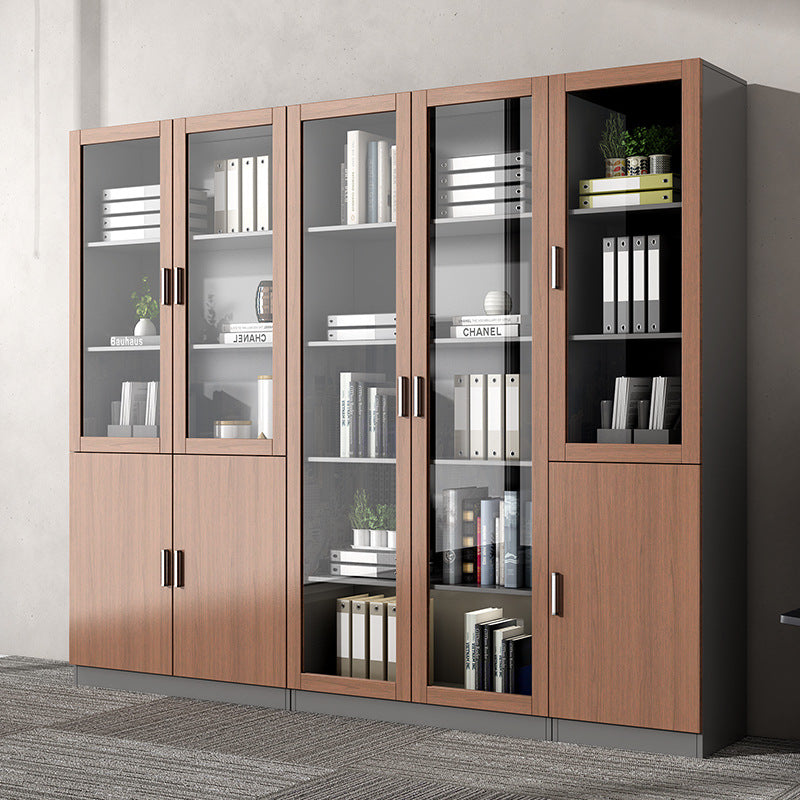 File Cabinet Wood and Glass Vertical Storage Shelves Contemporary File Cabinet