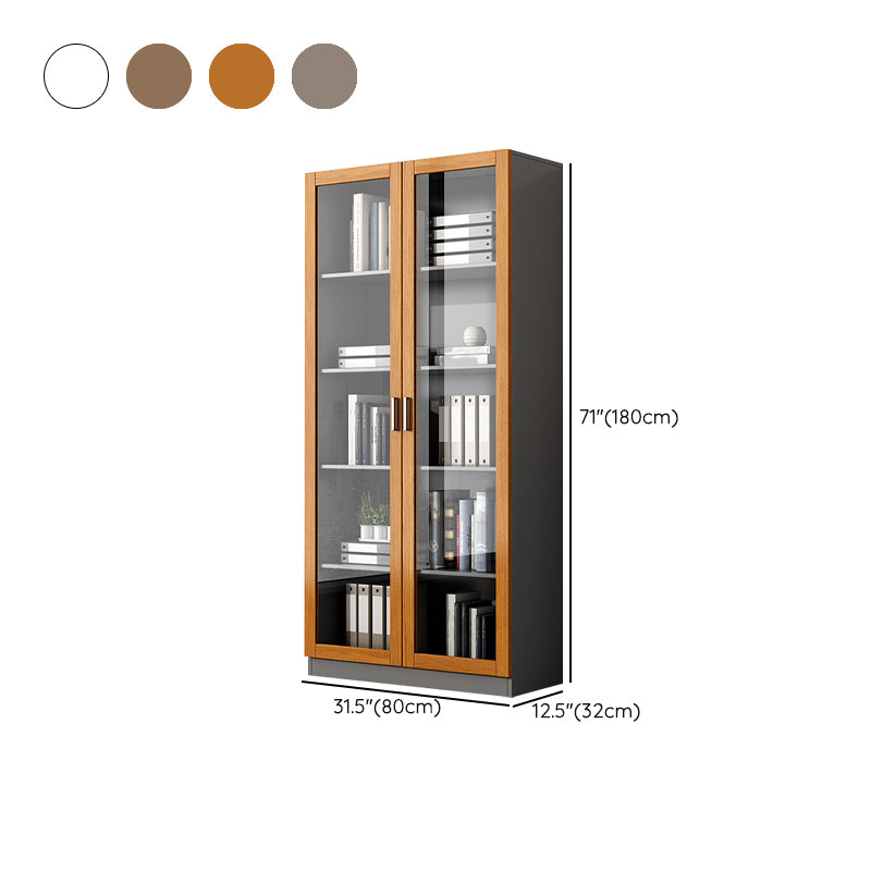 File Cabinet Wood and Glass Vertical Storage Shelves Contemporary File Cabinet