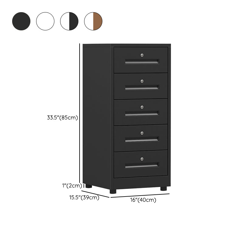 Contemporary File Cabinets Metal Frame Mobile Filing Cabinet with Key Lock