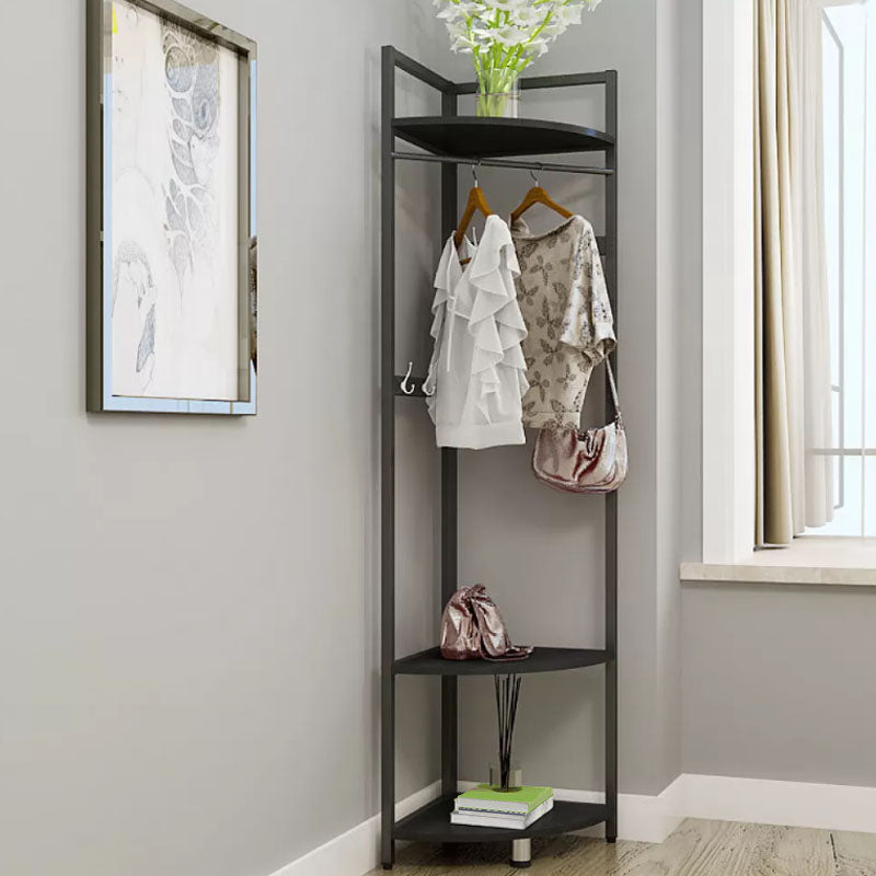 Metal Free Standing Hall Tree Contemporary Hall Stand with Shelves