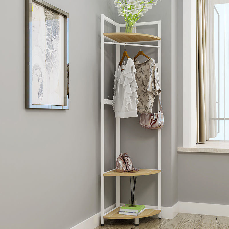 Metal Free Standing Hall Tree Contemporary Hall Stand with Shelves