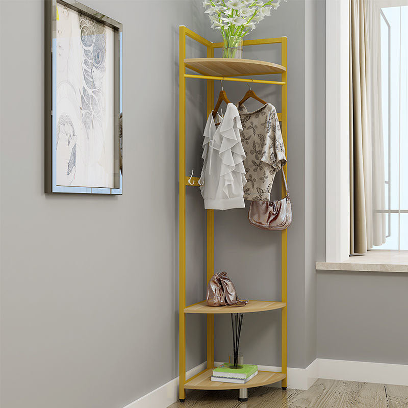 Metal Free Standing Hall Tree Contemporary Hall Stand with Shelves