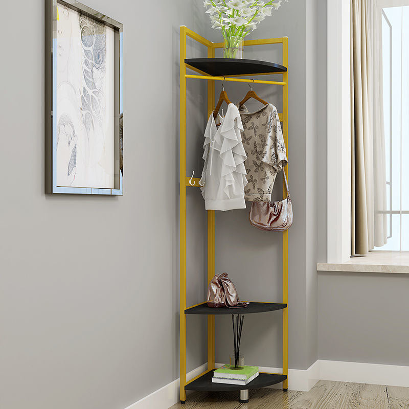 Metal Free Standing Hall Tree Contemporary Hall Stand with Shelves