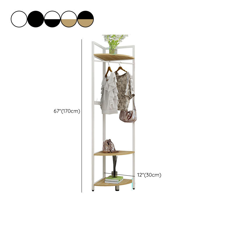 Metal Free Standing Hall Tree Contemporary Hall Stand with Shelves