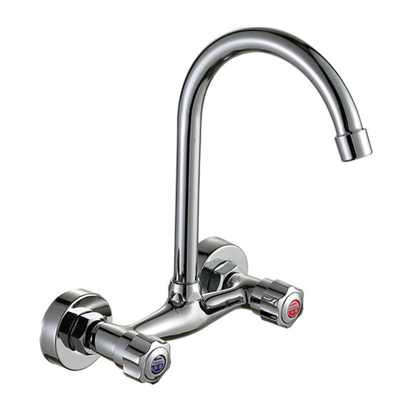 Brass Modern Kitchen Faucet No Sensor 2-Handle Faucet in Nickel