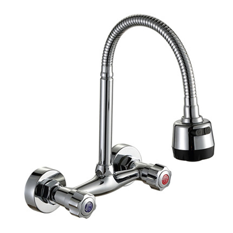 Brass Modern Kitchen Faucet No Sensor 2-Handle Faucet in Nickel