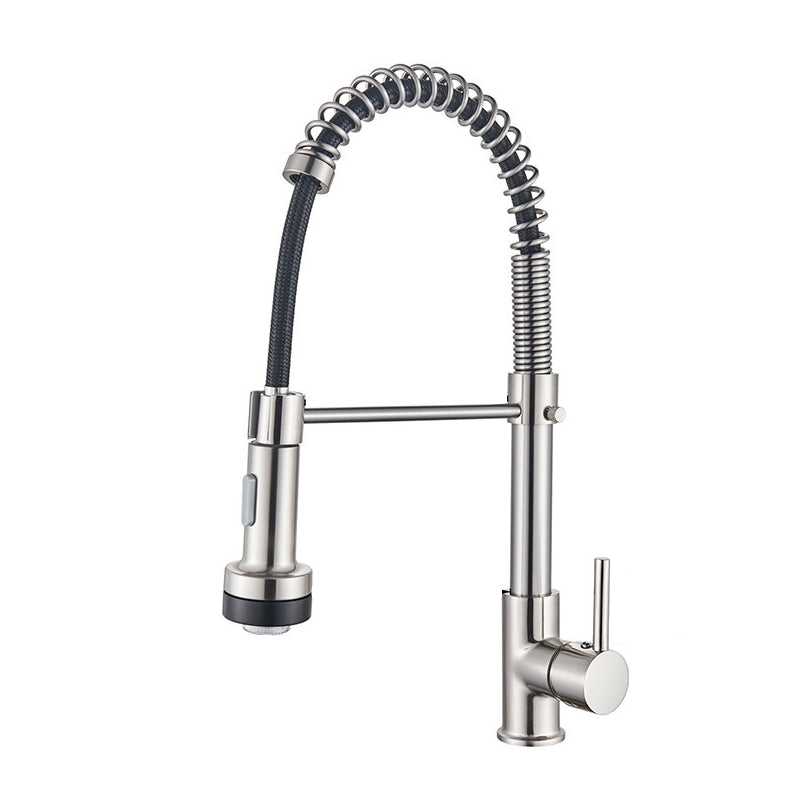 Brass Spring Spout Kitchen Faucet with Single Handle Kitchen Faucet with LED Lighting